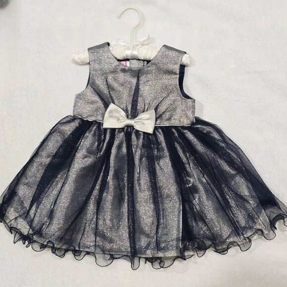 Rosenau Baby Dress Set 18M – Silver Bodice, Navy Mesh Skirt & Bloomers | Silver - Picture 9 of 9